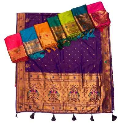 PAITHANI COPPER PEACOCK PATCH SAREE